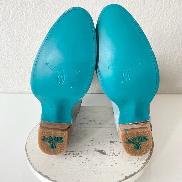 Lane SWEET MEMORIES Knee High Womens Cowboy Boots 12 Light Blue Cowgirl Western - Picture 8 of 11